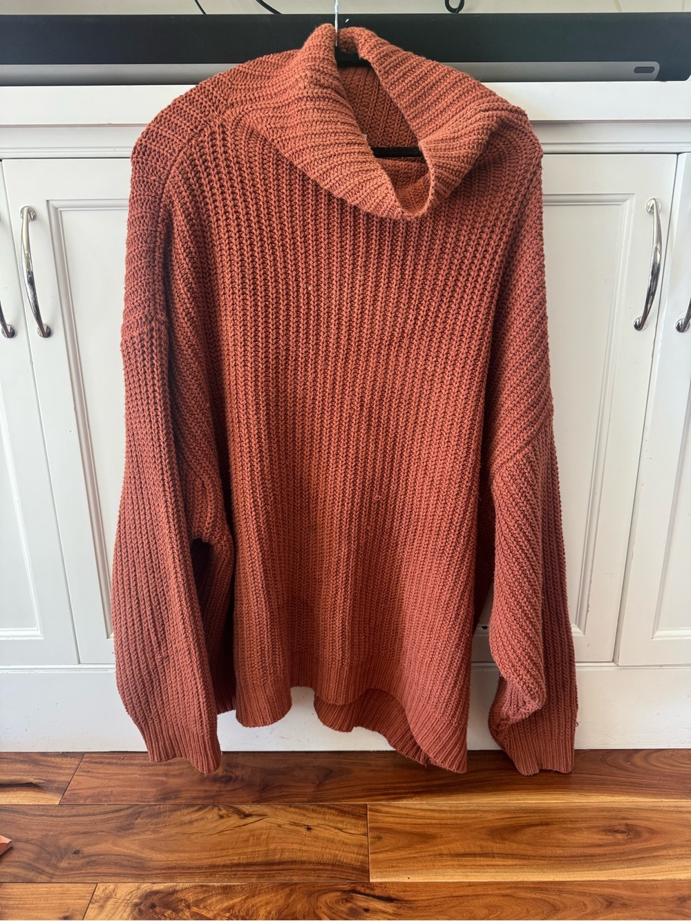 Free People Rust Orange Chunky Cowl Neck Sweater